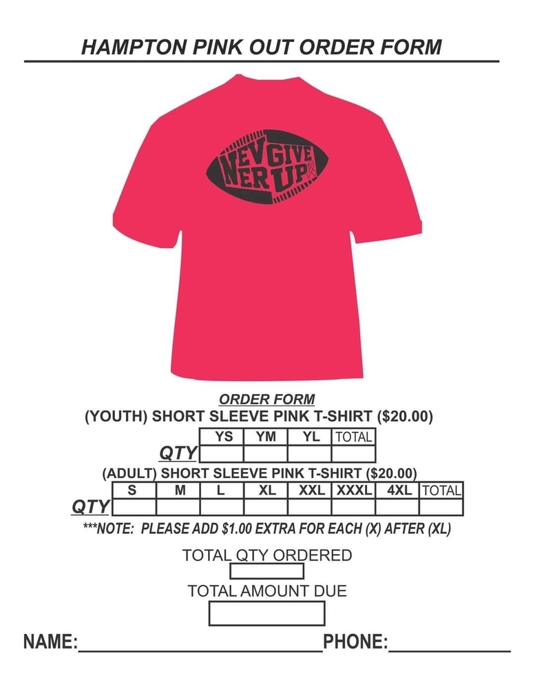 Pink Out shirt order form